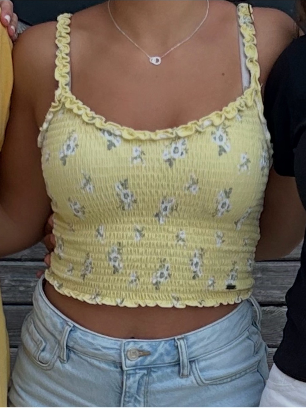 Hollister Smocked Floral Ruffle Cami Tank Top